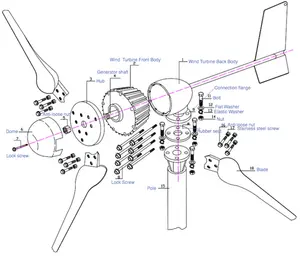 RexCo Popular Model Roof Top Installation 24V 48v 1KW Small Horizontal Wind Turbine