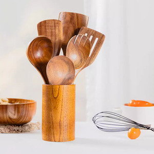Spatula berlubang anti lengket, Spatula Natural alat memasak kayu dapur, sendok berlubang, peralatan dapur melayani masak - Product Image 1