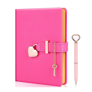 Khuyến mại Quà Tặng cô gái nhật ký PU da màu hồng Nhật ký in ấn tùy chỉnh với khóa - Product Image 2