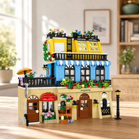 Ensemble de blocs de construction Hôtel Urbain, Modèles de Cafés et Scènes de Rue pour Magasins de Jouets, Boutiques d'Hobbies, Vendeurs en Ligne OEM Mondiaux