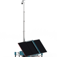 Tour d'éclairage mobile LED solaire diesel intelligente avec caméra personnalisable, remorque et batterie LFP, étanche IP65 pour chantier