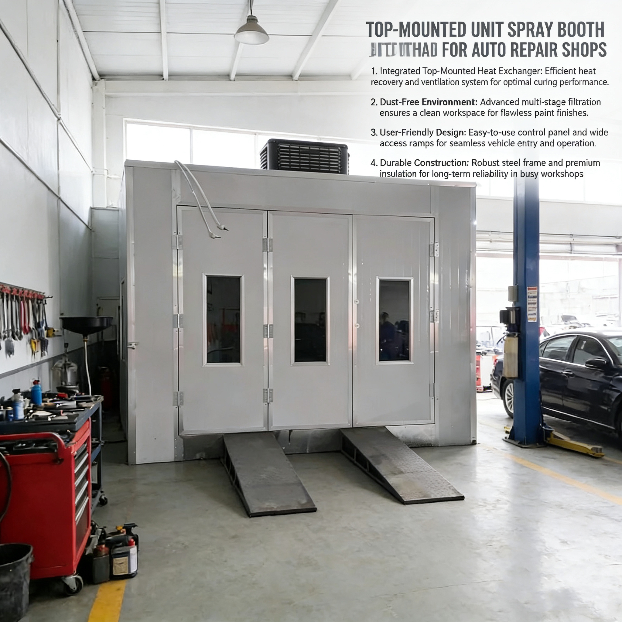 Eco-Friendly Water-Based Paint Spray Booth CE Certified 18KW Dual Heating Environmental Auto