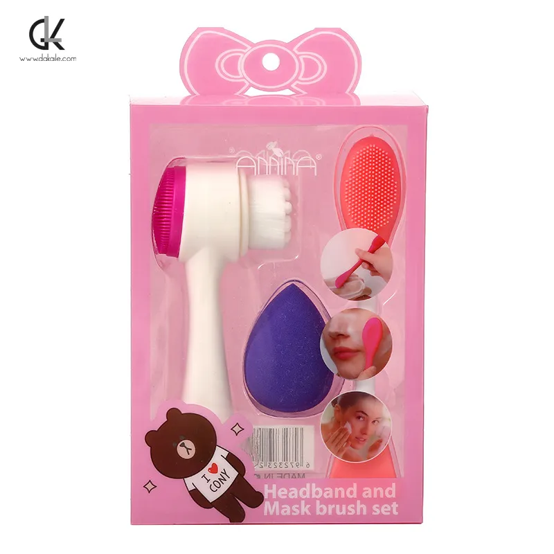 Conjunto de produtos de promoção de embalagens com logotipo personalizado, conjunto de produtos de beleza para maquiagem, conjunto de esponja de silicone para limpeza do rosto