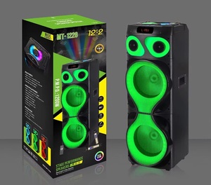 Altavoz de fiesta DJ de madera de 2x12 pulgadas con diseño exclusivo, sistema de sonido de bajos de 1000W, bafle recargable de 200W con TWS - Product Image 3