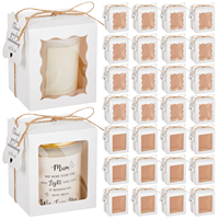 Boîte cadeau pliable avec impression personnalisée pour bougies, faveurs de mariage et de fête, fenêtre blanche, cordon en jute, étiquette suspendue, vente en gros, attache en ficelle