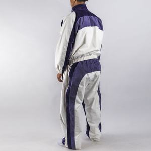 Ensemble survêtement personnalisé de luxe en velours côtelé, veste zippée courte à rayures, couleur vintage, blocs de couleur, pantalon de survêtement et sweat-shirt - Product Image 3