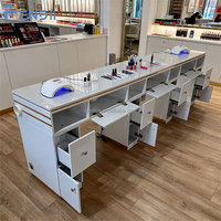 Table à ongles double moderne avec construction en MDF écologique, collecteur de poussière, tiroirs de rangement pour utilisation en salon