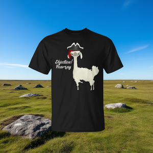 T-shirt Alpaca Objection Hearsay nera unisex per adulti taglia M L XL XXL - Product Image 3