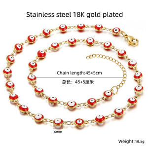Collier Choker avec Œil <span class=keywords><strong>Mal</strong></span>éfique pour Femmes, Acier Inoxydable Doré, Œil <span class=keywords><strong>Mal</strong></span>éfique Coloré, Collier de Protection Turc pour Adolescentes - Product Image 2