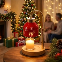 Nouvelle Lampe d'Aromathérapie de Noël, Veilleuse LED Chaude de Chevet et de Bureau, Motifs Élan, Flocon de Neige, Père Noël, Fleur, Abat-jour Rouge, avec Fonction Chauffe-cire