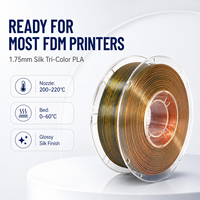 Filament PLA Soie Haute Brillance 1,75 mm Anti-blocage Dégradé Tricolore Métallique Brillant Filament 3D Bobine 1 kg FDM/FFF Personnalisé OEM