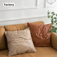 Housse de coussin de luxe en similicuir de vachette, couleur unie, confortable et imperméable, pour canapé