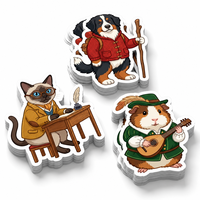 Stiker Hewan Berpakaian Vintage Kustom Tahan Air Perekat Sendiri Potongan Presisi Stiker Vinyl Ayam Berpakaian Kartun Lucu untuk Laptop