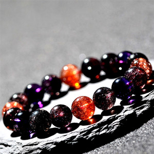 Bracelet de haute qualité Super Seven en cristal violet et or, pour homme et femme, Super 7 - Product Image 1