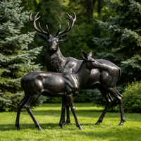 Statue de cerf en bronze grandeur nature pour sculpture de jardin extérieur