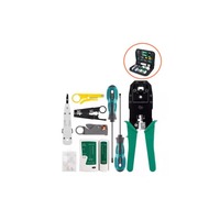 Kit de Herramientas para Redes: Comprobador de Cables LAN UTP, Destornillador, Pelacables, Conector RJ45 y Alicates de Crimpado