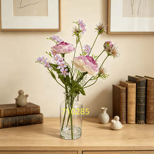 <span class=keywords><strong>Bouquet</strong></span> <span class=keywords><strong>de</strong></span> fleurs artificielles en plastique, ranunculus violet clair, durable et élégant, pour la décoration <span class=keywords><strong>de</strong></span> la maison, des mariages et des tables - Product Image 1