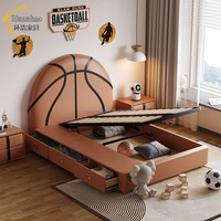 Meistverkauftes Modernes Basketball-Themen Kinderbett mit Stoff-Leder-Bezug in Muschelform, Weichem Design und Runden Beinen