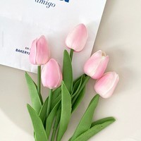 Bunga Tulip Artifisial PU Modern Tangkai Tunggal Berembos Dekoratif Ramah Lingkungan Perlengkapan Fotografi Pernikahan Luar Ruangan Dekorasi Rumah
