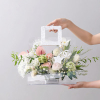 2021 coréen Bouquet frais fleur emballage boîte florale cadeau boîtes PVC Transparent boîte avec poignée emballage pour fleuriste fournitures