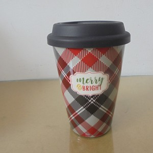 Mug à café en céramique à paroi simple avec logo personnalisé, <span class=keywords><strong>pour</strong></span> <span class=keywords><strong>emporter</strong></span>, avec couvercle en silicone - Product Image 2