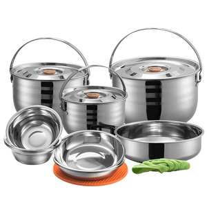 Outdoor <span class=keywords><strong>Camping</strong></span> And Mountaineering Cooking Pot Set Stainless SteelMultifunctional 8-Person Picnic Set Stainless Steel Pot - Product Image 3