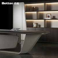 Bureau de direction futuriste avec rangement intégré mural