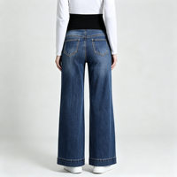 Jeans de maternité grande taille pour femmes, coupe large, soutien du ventre, denim extensible, vêtements décontractés confortables