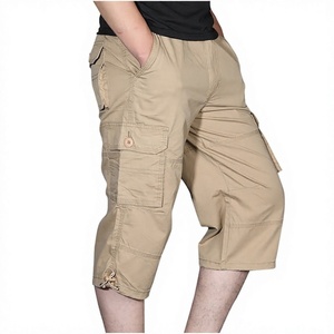 Wholesale OEM Custom <b>Men's</b> Capri Long Elastic <b>Cargo</b> <b>Shorts</b> Below Knee <b>Shorts</b> <b>3</b>/<b>4</b> Cotton <b>Cargo</b> Casual <b>Shorts</b> with Multi-Pockets - Product Image 1