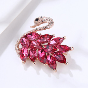 Broche de Cisne de Cristal com Revestimento de Liga, Estilo Coreano, Elegante e Fofo, Acessório de Vestuário - Product Image 6