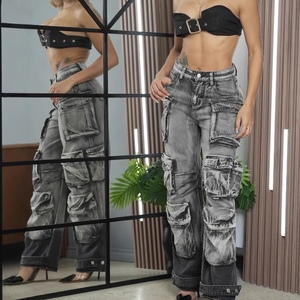 Salopette de travail pour femme, grande taille, multi-poches, coupe droite, style jean, tendance - Product Image 6