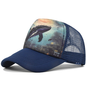 Casquette Trucker Personnalisée OEM ODM avec Logo Imprimé Baleine Ocean Filet – Vente en Gros Direct Usine, Livraison Immédiate, Faible MOQ - Product Image 1