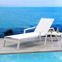 Chaise inclinable en aluminium, mobilier d'extérieur, chaise de plage, chaise de piscine, mobilier de loisirs, accoudoir en maille, lit couché