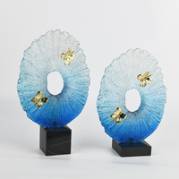 Sculpture de luxe en résine bleu-vert texturée, ornement artistique créatif pour hall d'hôtel, salle d'exposition, maison-témoin, décoration d'intérieur