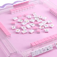 Tuiles de Mahjong Américaines Rose Gravées en Mélamine, Thème Nœud Chinois, Luxe pour Réunions Familiales et Divertissement