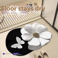 Keset Kamar Mandi PVC Modern Anti-Selip Cepat Kering Mudah Dibersihkan Tebal 3.5mm Motif Bunga Pasokan Pabrik Keset Pintu