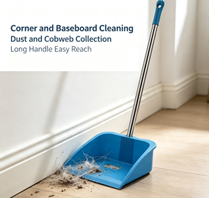Adjustable Standing Broom Dustpan Set with Long Handle PET Broom Head Plastic Broomstick Dustpan for Office Garden Household Use - Product Image 2