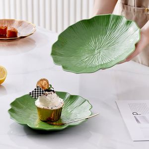 Assiettes en verre transparentes pour gâteaux aux fruits, avec bord doré, vente en gros - Product Image 3