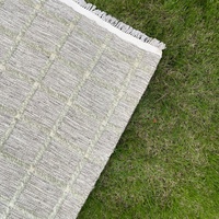 Light Sage Checkered Wool Rug 120x180cm Handmade Geometric Carpet for Living Room Decor Wholesale