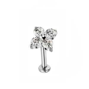 F136 hợp kim titan bốn lá hoa dát 5A Zircon Tai xương móng tay môi móng tay con người đâm thủng - Product Image 4