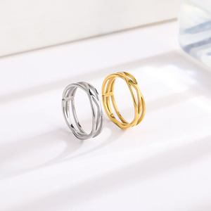 Simple Temperament Lines Hollow <strong>Titanium</strong> Steel Ring Female Niche Design High-grade Sense of 18k Gold Stainless Steel Jewelry - Product Image 1