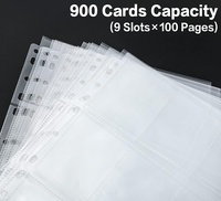 Fundas para Tarjetas Coleccionables S&L, Polipropileno PP, Rectangulares, Paquete de 100, 9 Bolsillos, 11 Orificios, Compatibles con Carpeta de 3 Anillos