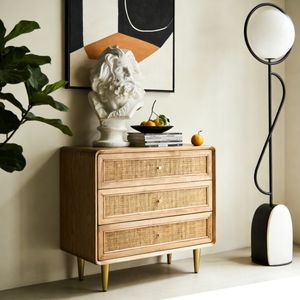 Mueble de Almacenamiento de Madera de Fresno Sólido, Estilo Moderno Minimalista de Mediados de Siglo, Patas de Metal Doradas, Ecológico, para Sala de Estar Grande - Product Image 2