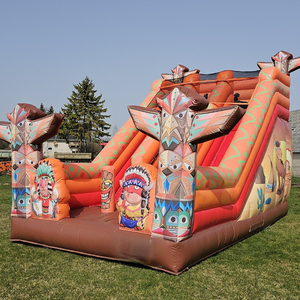 Castillo Inflable de PVC con Tobogán Seco, Diseño de Hombre Primitivo, Tobogán Inflable de la Selva para Fiestas Infantiles - Product Image 2