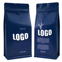Sachet plat en papier kraft brun avec soufflet latéral, logo personnalisé, qualité alimentaire, biodégradable, 1 kg, café en grains, thé, une valve, thermoscellage