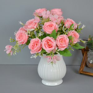 7 đầu lụa nhân tạo hoa bó hoa trang trí hoa hồng hoa mẫu đơn hoa trang trí nội thất đám cưới hoa trang trí - Product Image 5