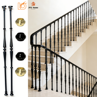 LD Metal Best Seller - Balustre en fer forgé rond noir de 16 mm pour escalier, avec pièce pour rampe d'escalier intérieure en bois