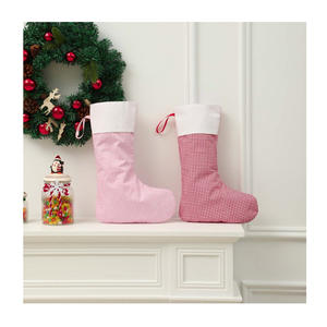 Nouveautés Arbre Géant Décoration Cadeau Géant Chaussettes Vichy Brodé Bas <span class=keywords><strong>de</strong></span> Noël - Product Image 1