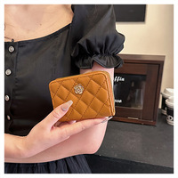 Dompet Pendek Camellia Mewah Wanita Elegan Dompet Kulit PU Portabel Tempat Kartu Uang Dompet Koin Billetera De Disenador