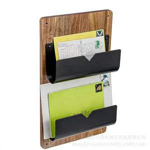 Wooden <b>Wall</b> <b>Mounted</b> Double Layer Envelope Rack Metal Channel Office Mail Organizer Rectangle 2 Tier <b>Wall</b> <b>Shelf</b> - Product Image 3